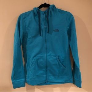 North Face turquoise athletic hooded jacket